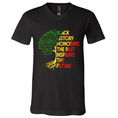 Black History Honoring The Past Inspiring The Future Tree V-Neck T-Shirt