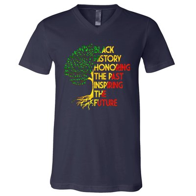 Black History Honoring The Past Inspiring The Future Tree V-Neck T-Shirt