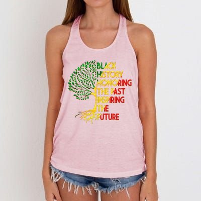 Black History Honoring The Past Inspiring The Future Tree Women's Knotted Racerback Tank