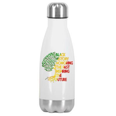 Black History Honoring The Past Inspiring The Future Tree Stainless Steel Insulated Water Bottle