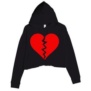 Broken Heart Heartbreak Heartbroken Break Crop Fleece Hoodie