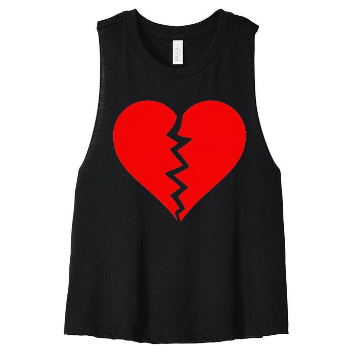 Broken Heart Heartbreak Heartbroken Break Women's Racerback Cropped Tank