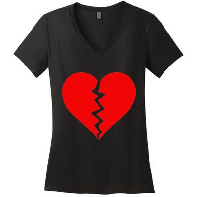 Broken Heart Heartbreak Heartbroken Break Women's V-Neck T-Shirt