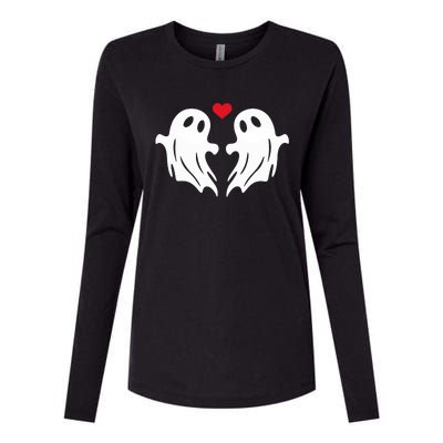 Boo Heart Halloween Couple Costume Girlfriend Boyfriend Womens Cotton Relaxed Long Sleeve T-Shirt