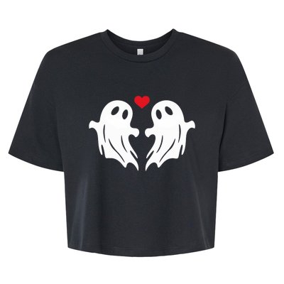 Boo Heart Halloween Couple Costume Girlfriend Boyfriend Bella+Canvas Jersey Crop Tee