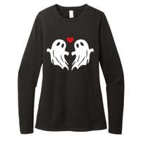 Boo Heart Halloween Couple Costume Girlfriend Boyfriend Womens CVC Long Sleeve Shirt