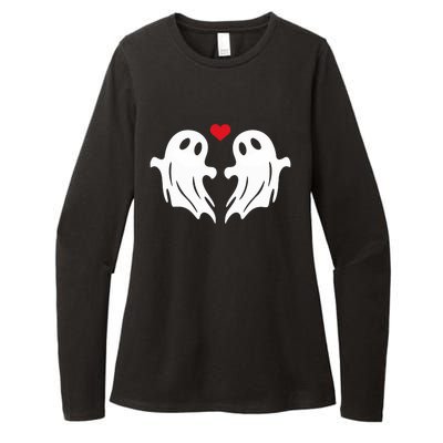 Boo Heart Halloween Couple Costume Girlfriend Boyfriend Womens CVC Long Sleeve Shirt