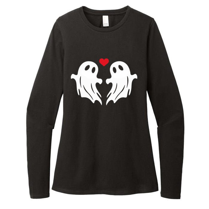 Boo Heart Halloween Couple Costume Girlfriend Boyfriend Womens CVC Long Sleeve Shirt