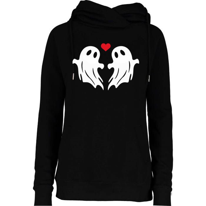 Boo Heart Halloween Couple Costume Girlfriend Boyfriend Womens Funnel Neck Pullover Hood