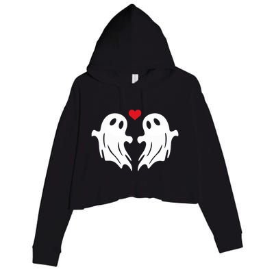 Boo Heart Halloween Couple Costume Girlfriend Boyfriend Crop Fleece Hoodie