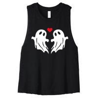 Boo Heart Halloween Couple Costume Girlfriend Boyfriend Women's Racerback Cropped Tank