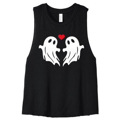 Boo Heart Halloween Couple Costume Girlfriend Boyfriend Women's Racerback Cropped Tank