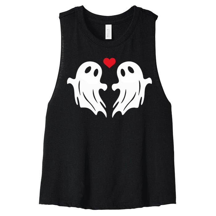 Boo Heart Halloween Couple Costume Girlfriend Boyfriend Women's Racerback Cropped Tank