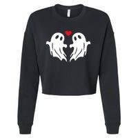 Boo Heart Halloween Couple Costume Girlfriend Boyfriend Cropped Pullover Crew