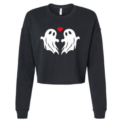 Boo Heart Halloween Couple Costume Girlfriend Boyfriend Cropped Pullover Crew