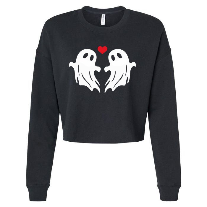 Boo Heart Halloween Couple Costume Girlfriend Boyfriend Cropped Pullover Crew