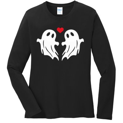 Boo Heart Halloween Couple Costume Girlfriend Boyfriend Ladies Long Sleeve Shirt