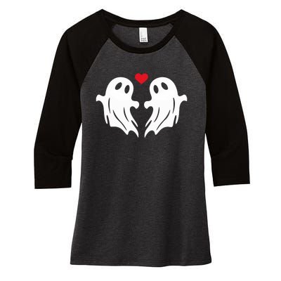 Boo Heart Halloween Couple Costume Girlfriend Boyfriend Women's Tri-Blend 3/4-Sleeve Raglan Shirt