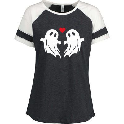 Boo Heart Halloween Couple Costume Girlfriend Boyfriend Enza Ladies Jersey Colorblock Tee