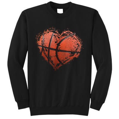 Basketball Heart Happy ValentineS Day Basketball Tall Sweatshirt