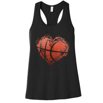 Basketball Heart Happy ValentineS Day Basketball Women's Racerback Tank