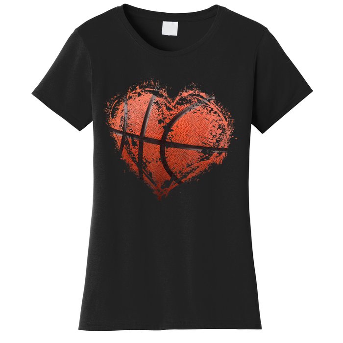 Basketball Heart Happy ValentineS Day Basketball Women's T-Shirt