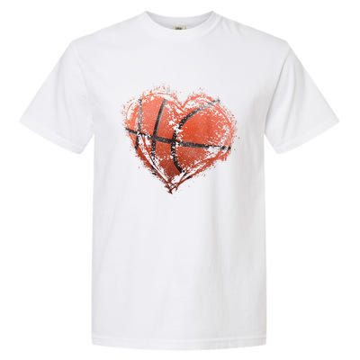 Basketball Heart Happy ValentineS Day Basketball Garment-Dyed Heavyweight T-Shirt