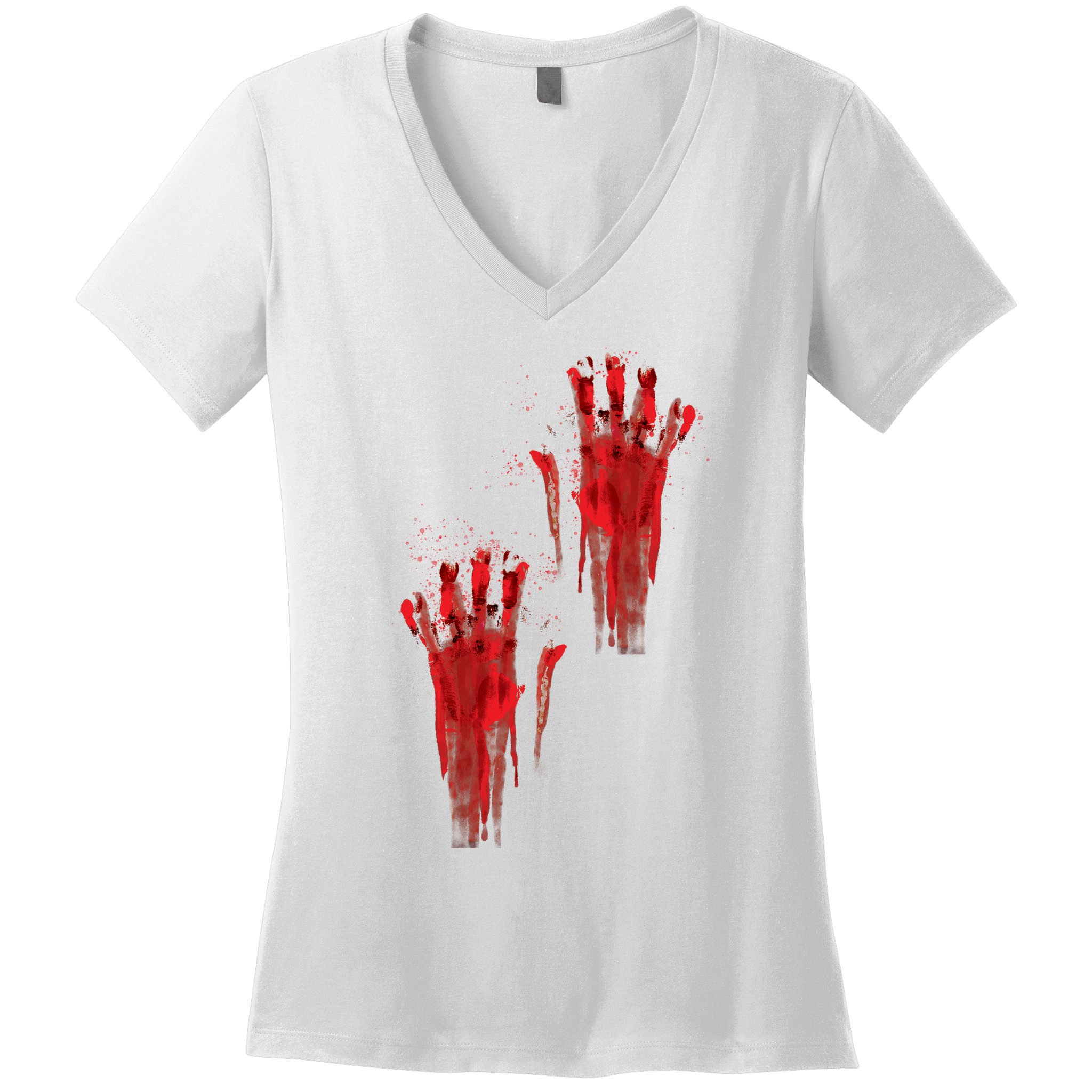 Bloody Hand Halloween Women's V-Neck T-Shirt