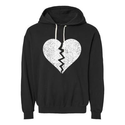 BROKEN HEART HEARTBREAK HEARTBROKEN BREAK Garment-Dyed Fleece Hoodie