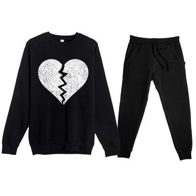 BROKEN HEART HEARTBREAK HEARTBROKEN BREAK Premium Crewneck Sweatsuit Set