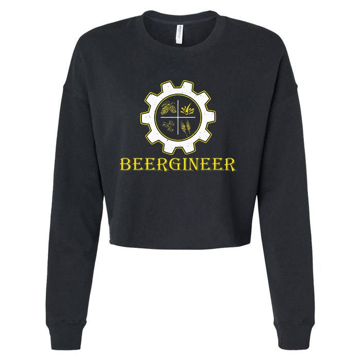 Beergineer Homebrew Home Brewing Craft Beer Brewmasters Gift Cropped Pullover Crew