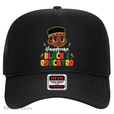 Black History Handsome Educated African Boy Male High Crown Mesh Back Trucker Hat
