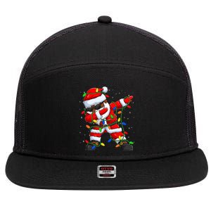 Black Hip Hop Afro American Dabbing Santa Xmas Tree Lights Gift 7 Panel Mesh Trucker Snapback Hat