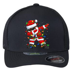 Black Hip Hop Afro American Dabbing Santa Xmas Tree Lights Gift Flexfit Unipanel Trucker Cap