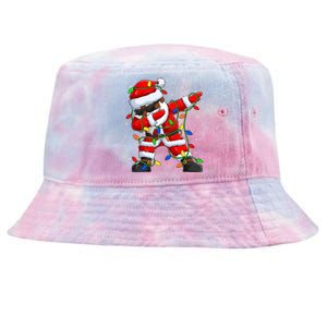 Black Hip Hop Afro American Dabbing Santa Xmas Tree Lights Gift Tie-Dyed Bucket Hat