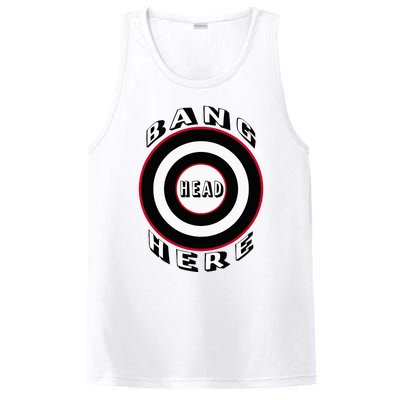 Bang Head Here Funny Stress Reduction Humor PosiCharge Competitor Tank