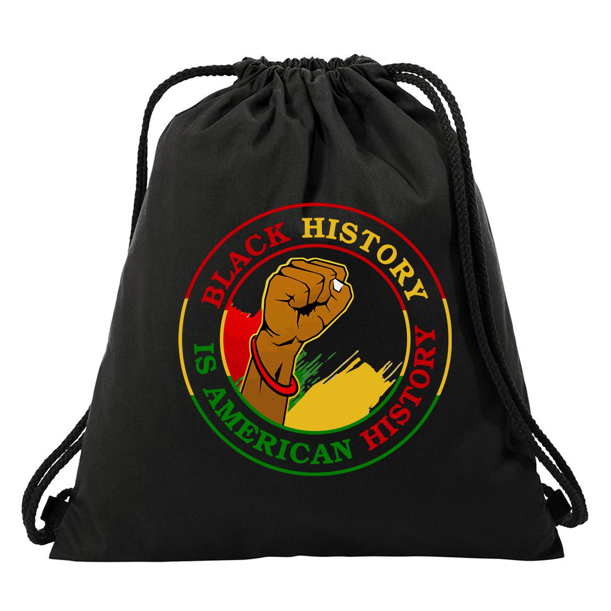 Black History Is American History Fist Drawstring Bag