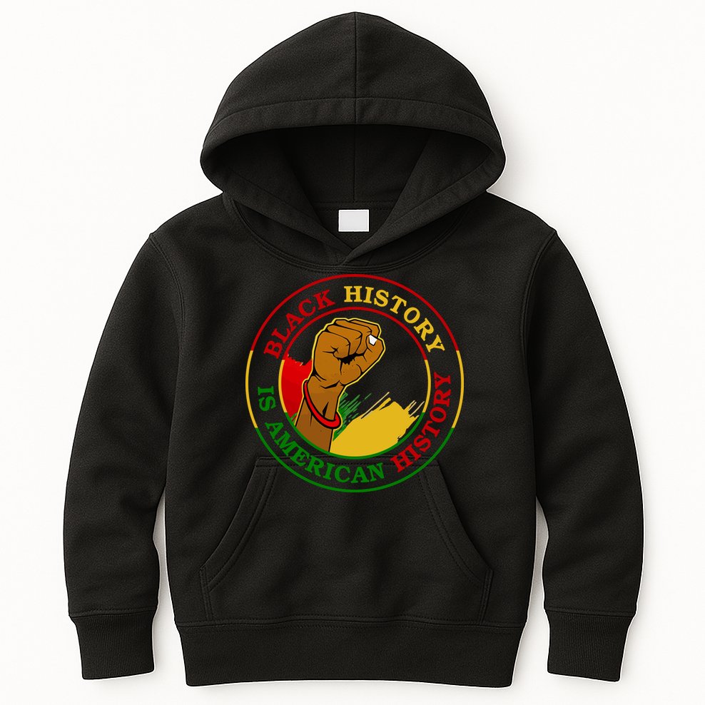 Black History Is American History Fist Kids Hoodie