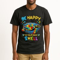 Be Happy In Your Own Shell Autism Awareness Turtle Tall T-Shirt