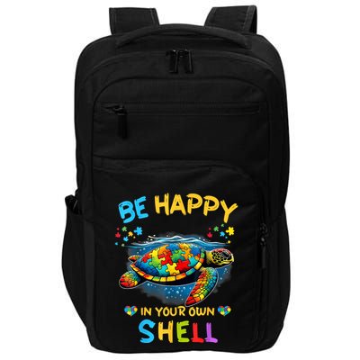 Be Happy In Your Own Shell Autism Awareness Turtle Impact Tech Backpack