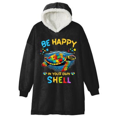 Be Happy In Your Own Shell Autism Awareness Turtle Hooded Wearable Blanket