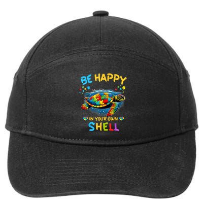 Be Happy In Your Own Shell Autism Awareness Turtle 7-Panel Snapback Hat
