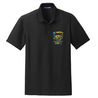 Be Happy In Your Own Shell Autism Awareness Turtle Dry Zone Grid Polo
