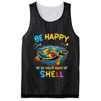 Be Happy In Your Own Shell Autism Awareness Turtle Mesh Reversible Basketball Jersey Tank