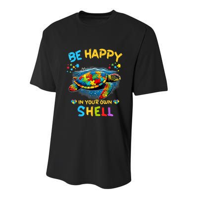Be Happy In Your Own Shell Autism Awareness Turtle Youth Performance Sprint T-Shirt