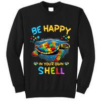 Be Happy In Your Own Shell Autism Awareness Turtle Tall Sweatshirt