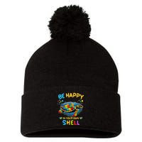 Be Happy In Your Own Shell Autism Awareness Turtle Pom Pom 12in Knit Beanie