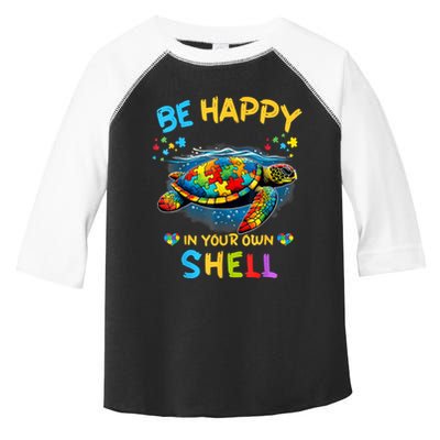 Be Happy In Your Own Shell Autism Awareness Turtle Toddler Fine Jersey T-Shirt