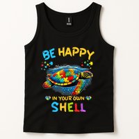 Be Happy In Your Own Shell Autism Awareness Turtle Tank Top