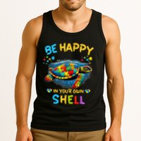 Be Happy In Your Own Shell Autism Awareness Turtle Tank Top